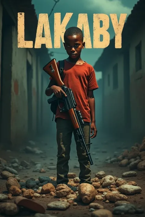 An movie cover titled LAKABY of a kenyan ager carrying a gun  with drugs in the floor