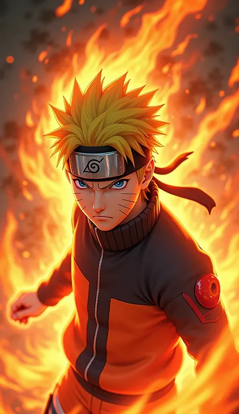 4k, high resolution, best quality, masterpiece, perfect colors, perfect shadows, perfect lighting, Cinematic, high-impact portrait showcasing Naruto Uzumaki accessing the formidable chakra of the Nine-Tails. Depict the character's intense expression and th...