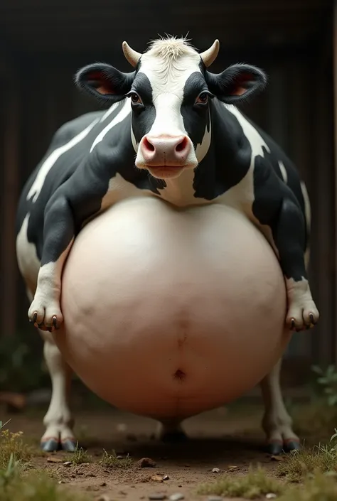 Cows with very large breasts due to eating too much and getting fat(Only one)