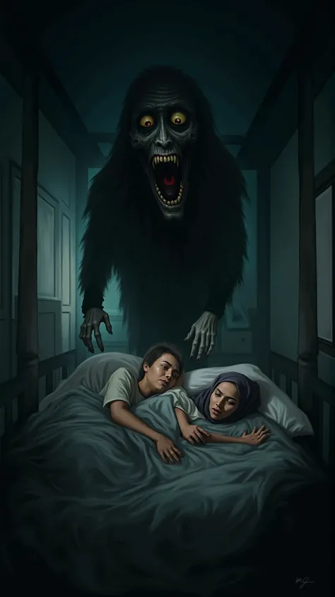 Pocong horror sleep bed men couple malay women hijab tuding Fear cry room from Malaysia 