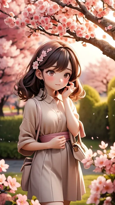 (masterpiece, Best Quality, ultra-detailed, high resolution, extremely detailed CG, official art, Professional Lighting), Scenic cherry blossom-lined pathway with vibrant pink petals drifting through the air, rich pink hues dominating the scene, dappled su...