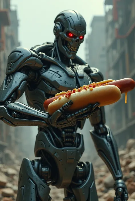 Terminator with a hot dog