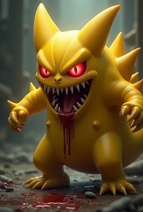 Gengar gold color red eyes blood in the mouth mega-evolved