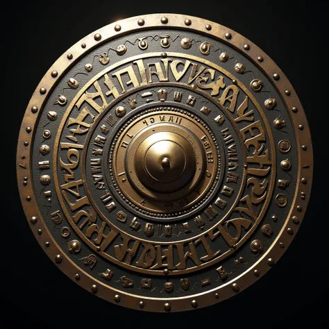 The warrior shield of full decorations, metalic, gravure, roman style, there is word of " HADIWIJAYA " in the middle