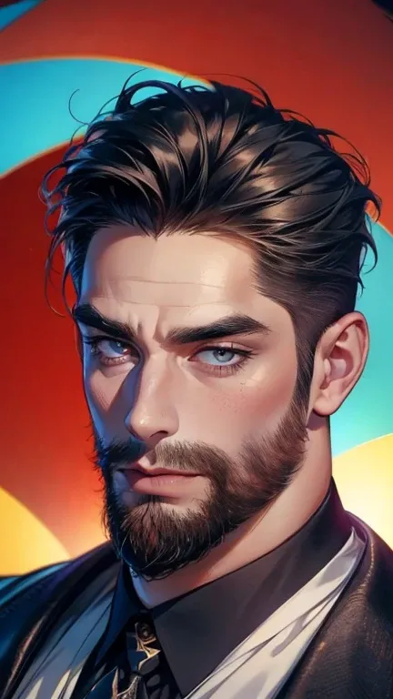 (   best quality,4K,8k,   highres,   masterpiece :1.2),   ultra-detailed   ,(realistic,photorealistic,photo-realistic:1.37),36-year-old man,3 day beard,Beautiful anime,Portraits,strong,Masculine,    with black hair  ,sharp jaw,     mesmerizing eyes     ,  ...