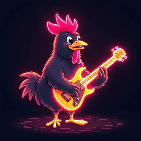 Create a logo Express 、 chicken neon playing an instrument　HENTAI CAMP letters from their mouths 