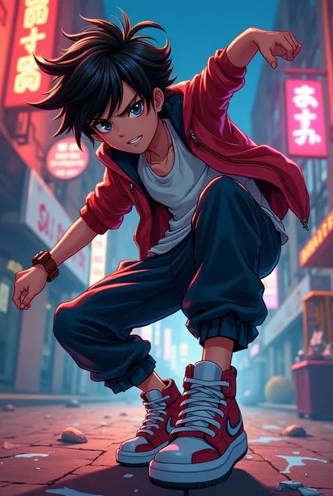 Create an anime-style b boy