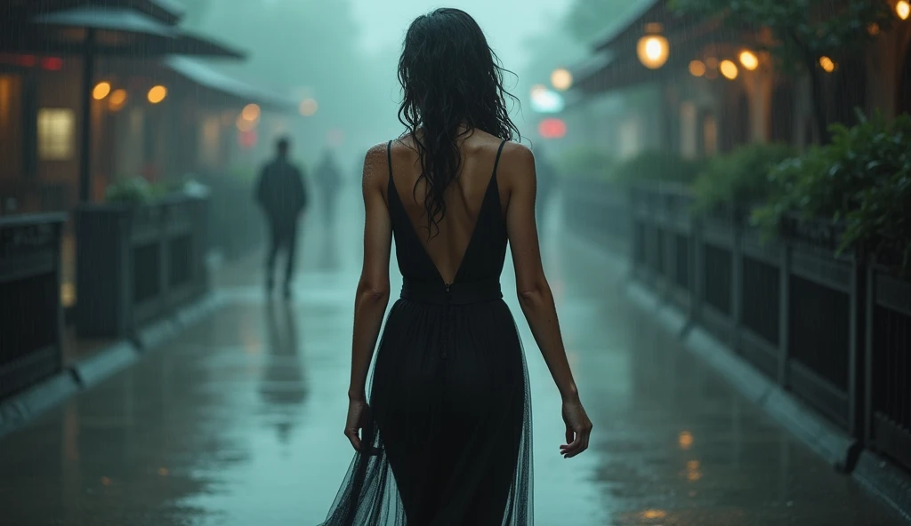 The walking in beautiful sexy girl in rain video video 