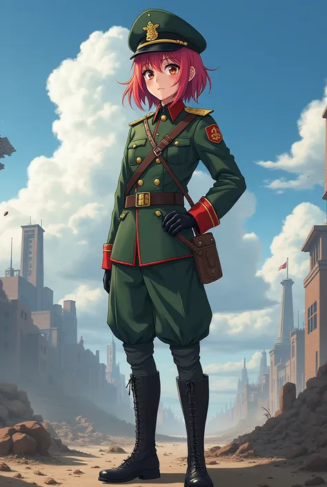 An anime character dressed as a soldier.