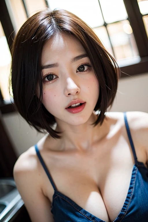 beautifulgirl,short hair,ahegao face,Large breasts, Dutch angle, 