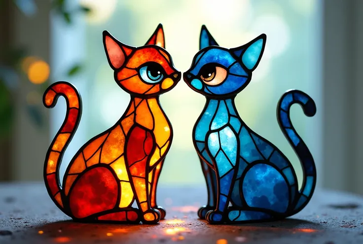  Stained Glass　cat　2　 BRIGHT　 cute