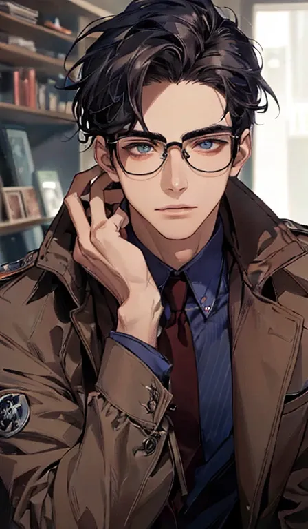 21 year old face ,   beautiful, maduro,   black hair,   blue eyes, Legal , very high, casual, wear glasses, rico, Perfect face,   detailed face, aesthetic,    corpo Atlético , Sensual