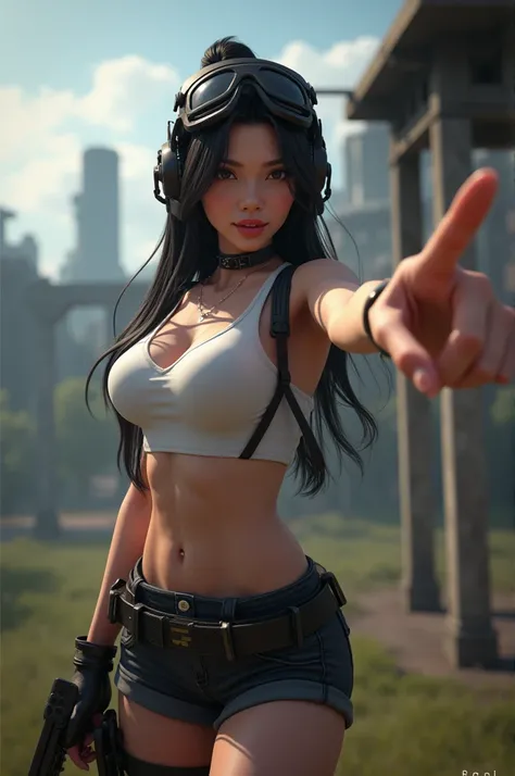 Pro player PUBG, sexy white Douyin Korean girl pointing some one Pubg