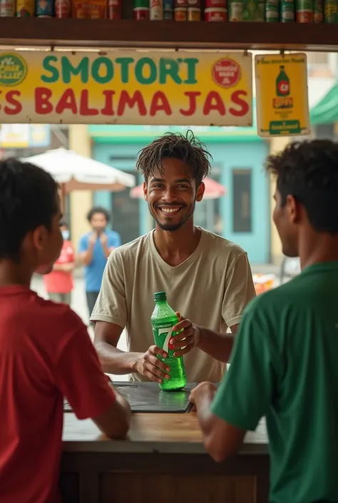 নেইমার জুনিয়র মুদি দোকান দিচ্ছে হাতে 7up এর বোতল 