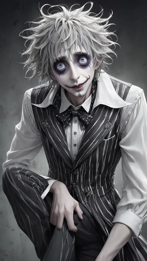 Tim Burton style 、male、 very realistic 、Madness、若く美しい、