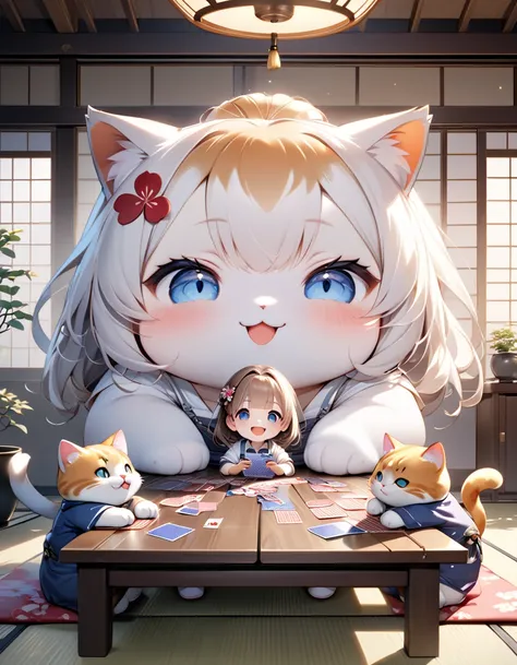 (masterpiece), (ultra-detailed:1.3), best quality, clear focus, dramatic scene, cinematic, shadow, (ultra-high resolution:1.3), (8k:1.3), perfect anatomy, perfect face, (detailed face), (detailed eyes:1.2), (chibi:1.2), 1 girl\(chibi, famous Japanese chibi...