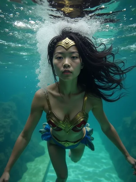 Is a Japanese Wonder Woman in her 20s diving
I feel like I'm having trouble breathing
I'm about to drown