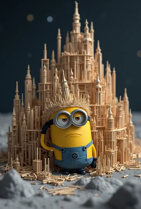 An minion bulit an whole city with chopsticks on the moon