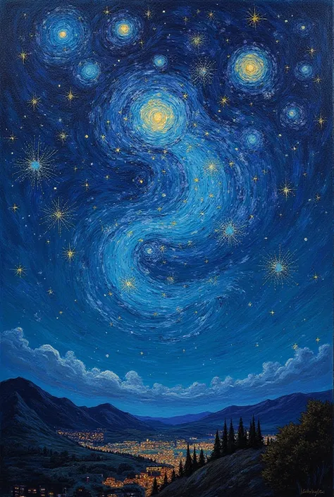 Star in the night sky van Gogh style