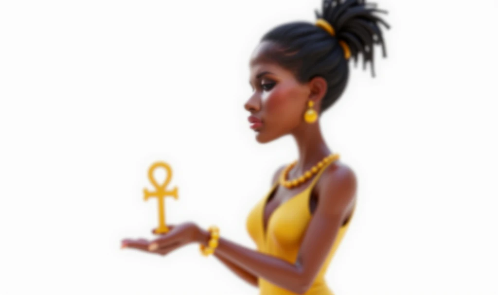 create an African woman holding Ankh downward 3d pixar white background