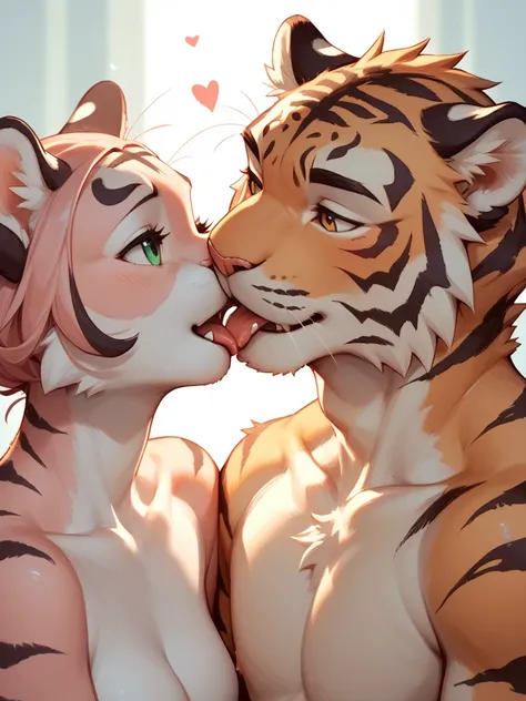 furry petit tiger couple , sweetie , First Love , lick Collarbone , tongue