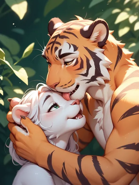 furry petit tiger couple , sweetie , First Love , (lick the cheek) , euphoria