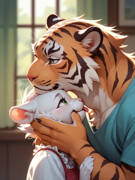 furry petit tiger couple , sweetie , First Love , (lick the cheek) , euphoria