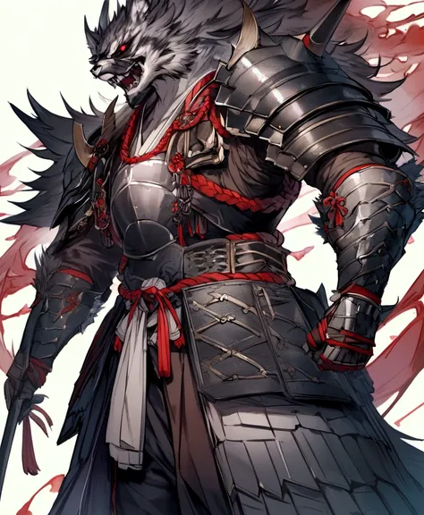 Combine wolf and samurai, wolf wiith armor samurai, 