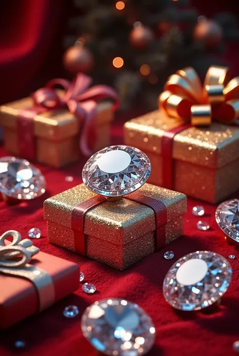  Create an image with lots of diamonds, Christmas and birthday gifts