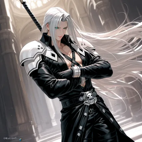 solo, Sephiroth,final fantasy,High quality, Ultra detailed, best quality, insanely detailed, beautiful, masterpiece,magnificent,