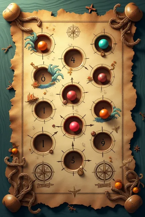 make a treasure map theme ball toss but instead its a number on the holes it has 0-9 numbers.