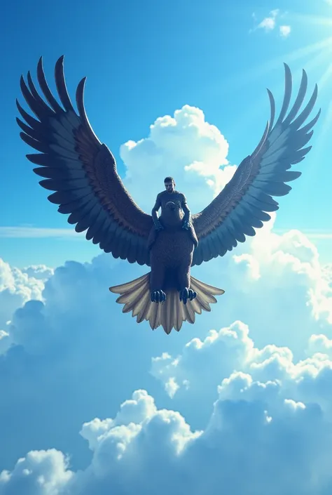 A man on top of an eagle that says 306 in the sky