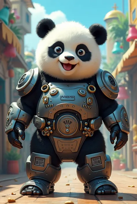 Help make a cute panda wear a franky one piece cyborg costume