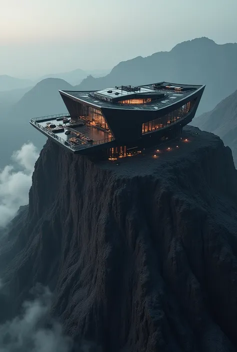 Luxury black villa on a volcano