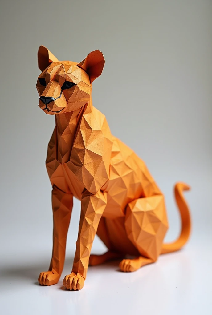 Cheetah Origami Art, Delicate origami, Complex folds, coloured paper, フォトRealistic:1.2, Realistic, masterpiece:1.2.
