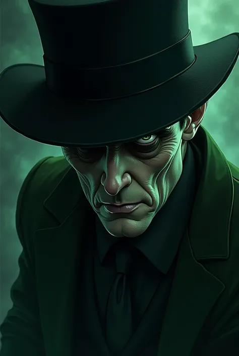 The riddler photo de profil animé avec un haire mystérieux avec sont chapeau 