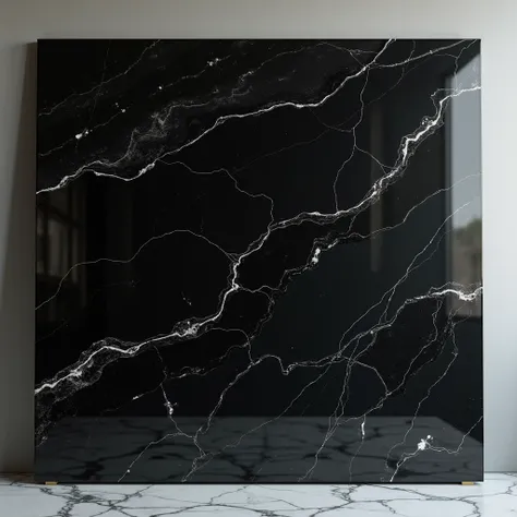 Luxury polished black marble slab