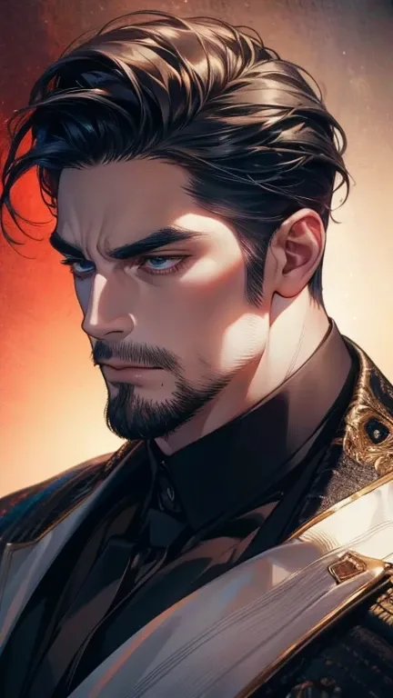 (    best quality,4K,8k,    highres,    masterpiece :1.2),    ultra-detailed    ,(realistic,photorealistic,photo-realistic:1.37),36-year-old man,3 day beard,Beautiful anime,Portraits,strong,Masculine,     with black hair  ,sharp jaw,       mesmerizing eyes...