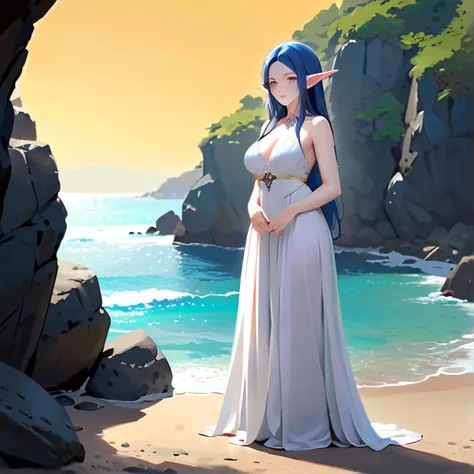 masterpiece. hd, high resolution, high quality, best quality, super detailed. solo character alone, super detailed. fantasy art.
{{( a 30-years-old elf-lady-princess-priestess:(appearance: long-messy-cobalt-blue-hair. pale-skin. very-beautiful-face. short-...