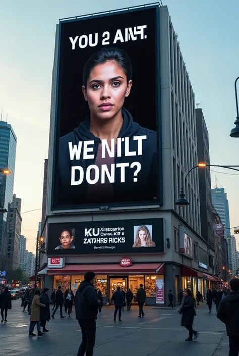 billboard with "If you don't lose weight I'll leave you kubra" written on it.