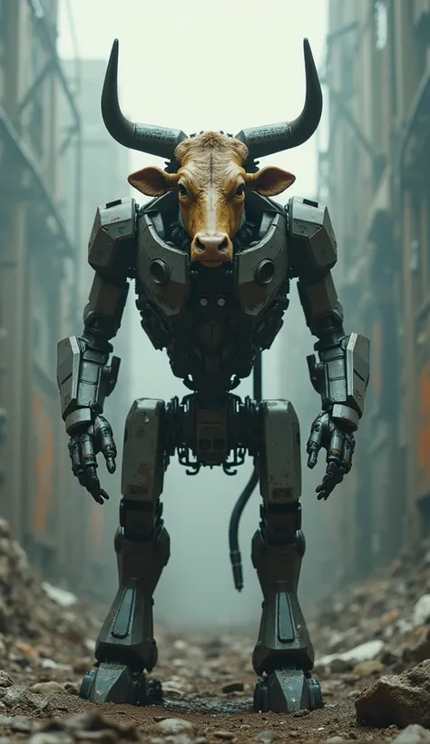  Cinematic Stills,A mixture of cow and mecha、２Foot walking