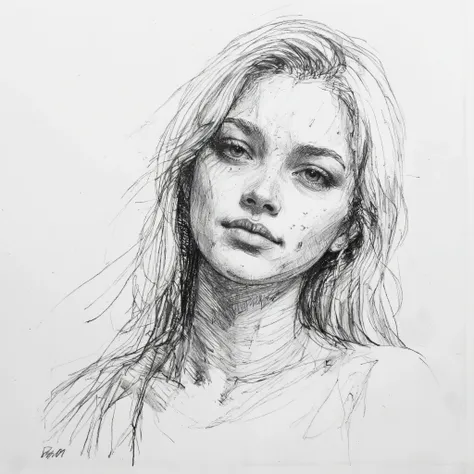super detailed, charcoal drawing, waste paper, texture, neo-expressionism, 1 girl, Melancholic
, Representation of light and shadow by a very large number of strokes, edgy, light from above, hand drawn, head to shoulder pose, long hair, eyelashes, artistic...