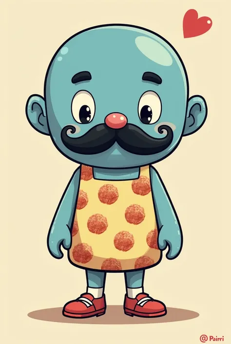 uma imagem de desenho animado de um homem with mustache e laço, big mustache,  oscillating abstract blob on a dress , Pyo, big mustache, Madeline de Celeste, Blue head , with mustache, Long curled mustache , Omori , merged character ,  Japanese mascot , Th...