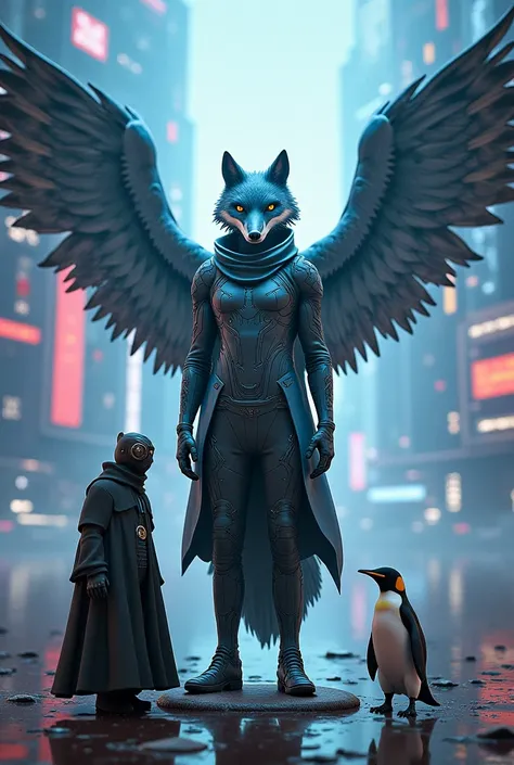 Cyber Sentinels , with ren protected by the wings of cyber justice represented by a Fox,  written a plague doctor and a penguin  