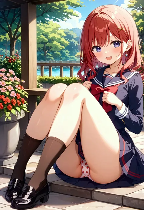 (masterpiece、 more details、 best quality、Clear focus、 dramatic scene、 realistic )、( super high resolution、8k)、 perfect anatomy、 perfect face、(portrait、 depth of coverage)、anime style girl、( sailor suit)、(( black high high socks))、 loafers 、((Thin legs, thi...