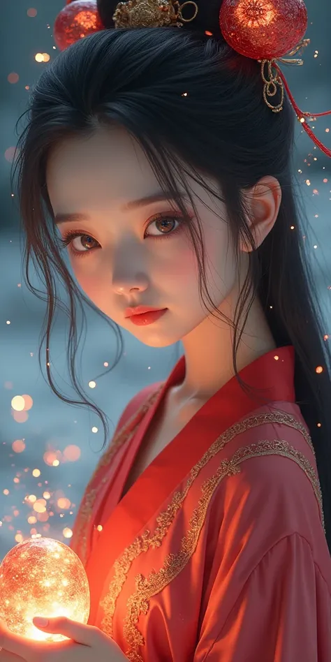 (masterpiece, best quality, beauty, best ratio, best shadows,best Illustration, wallpaper size,1080×2400 pixels,detailed face,1 girl, crystal theme, ultra detailed costume) 

Uhd,realistic, super model pure  beauty(big clear sad eye, golden ratio face, lon...