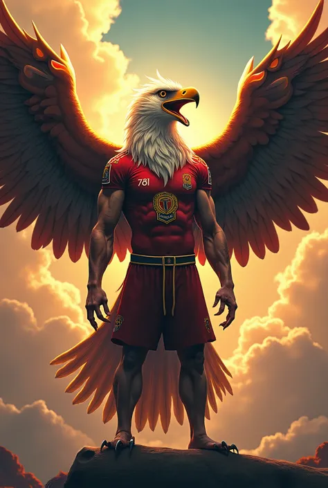 Eagle with the body of a man and with the Corinthians symbol 