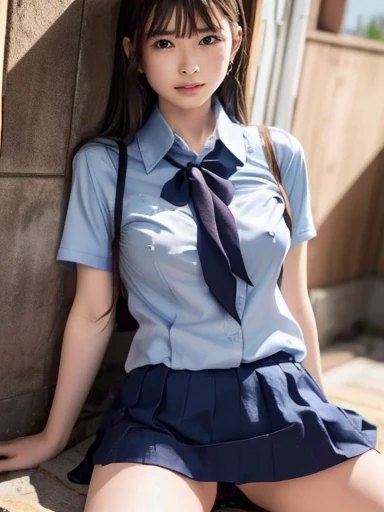  sexy pose with panties sitting on the floor, whole bodyフォーカス, (Sexual violence), ((Tattered high school uniform)), ((A badly torn high school uniform)), (((Scared face))), ((( crying face))), (((Ripped dress shirt))), Spread your legs and collapse, (( her...