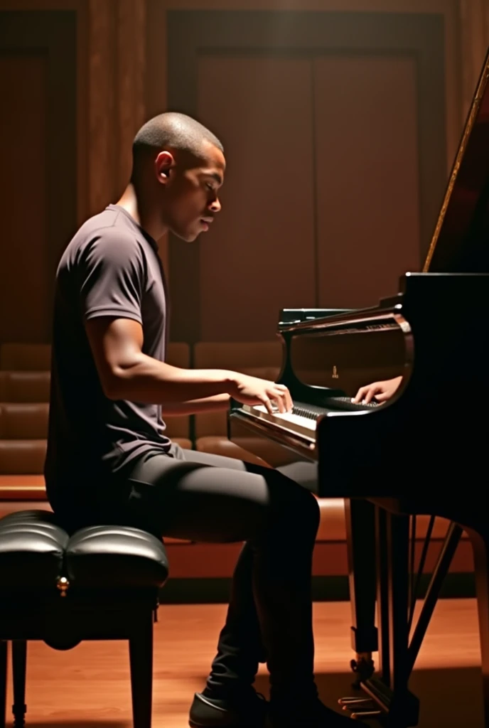 Image of M'bappe playing the piano 