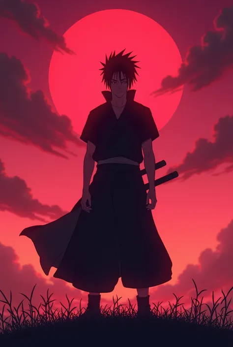 Make Sasuke image bg sky color redpink 